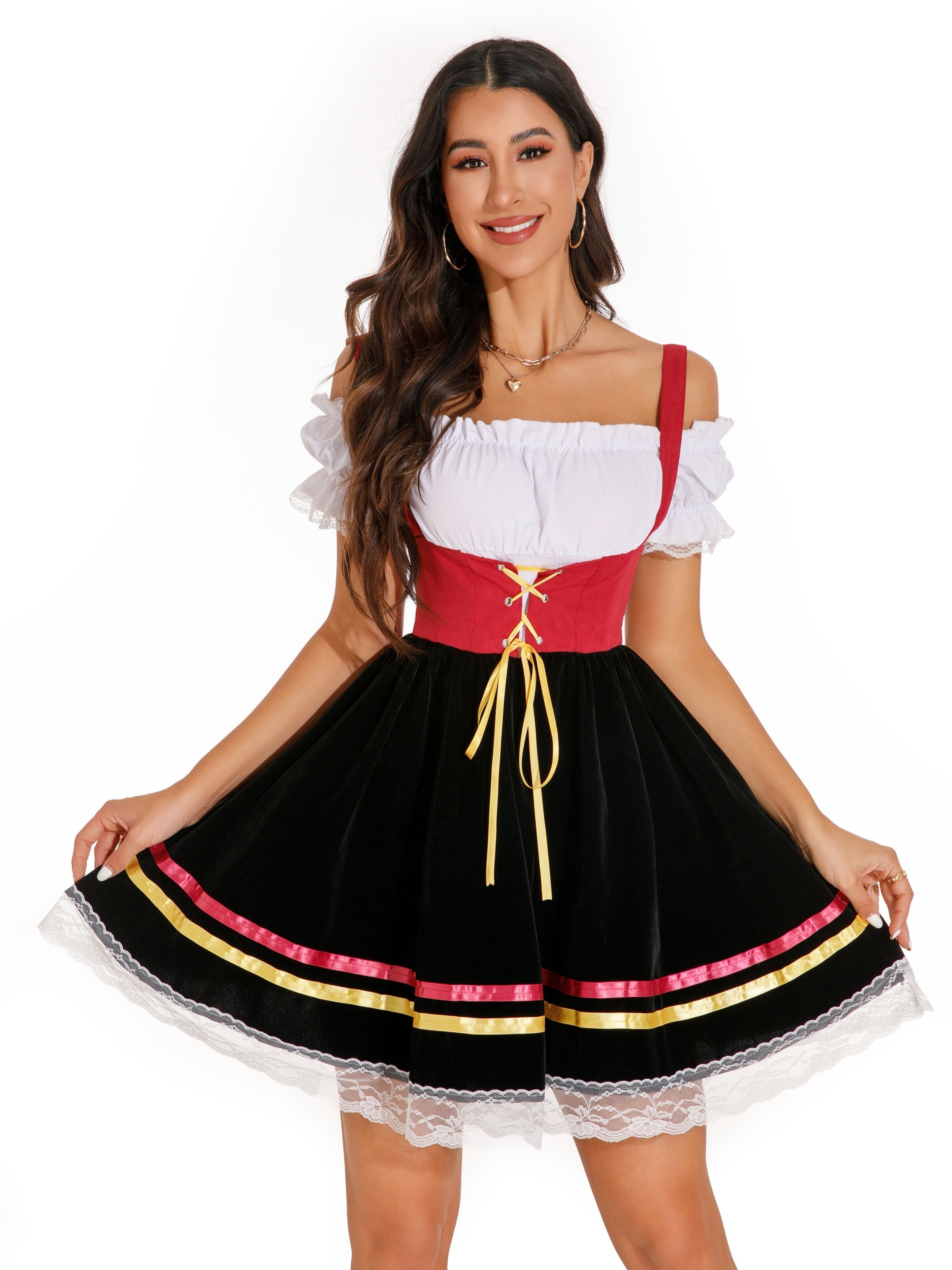 Bayerisches Kleid mit Schnürung und Puffärmeln - Anna