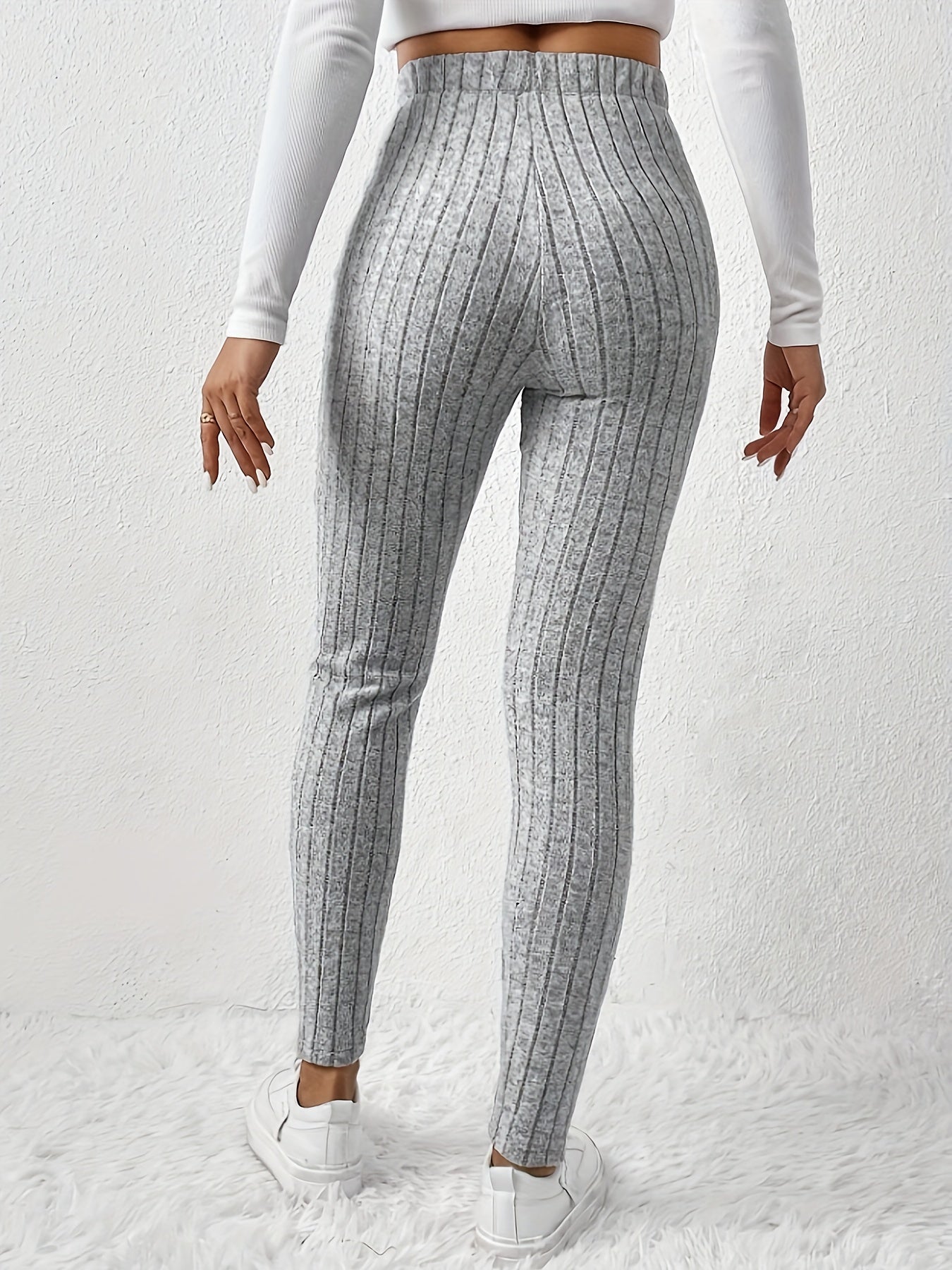 Grau Rippstrick Leggings - Sophie