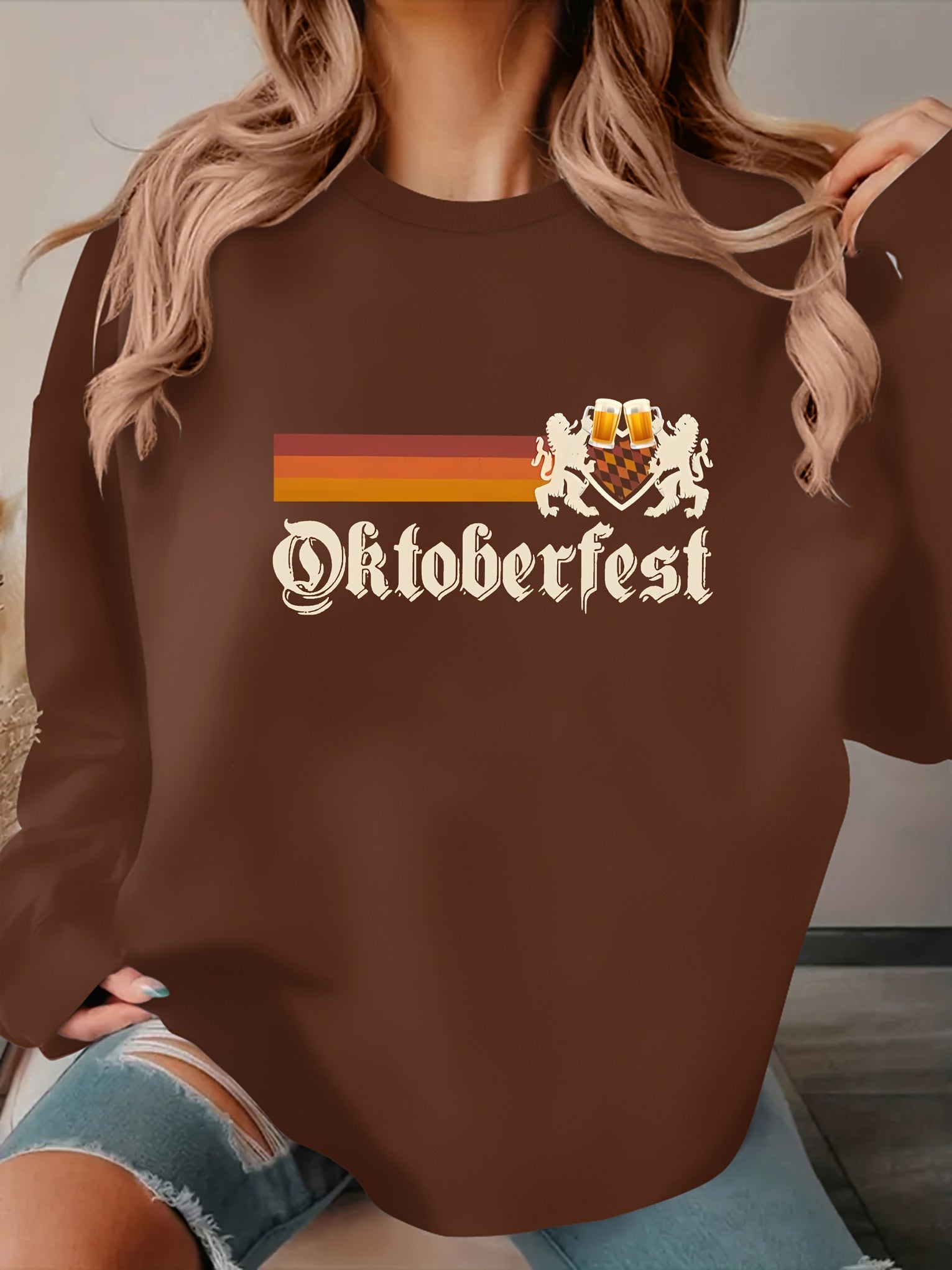 Braunes Damen-Oktoberfest-Sweatshirt – Herbst/Winter Edition