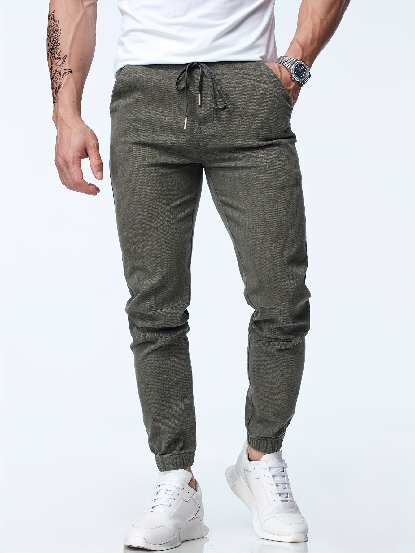 Graue Jogger-Jeans mit Kordelzug - Elias