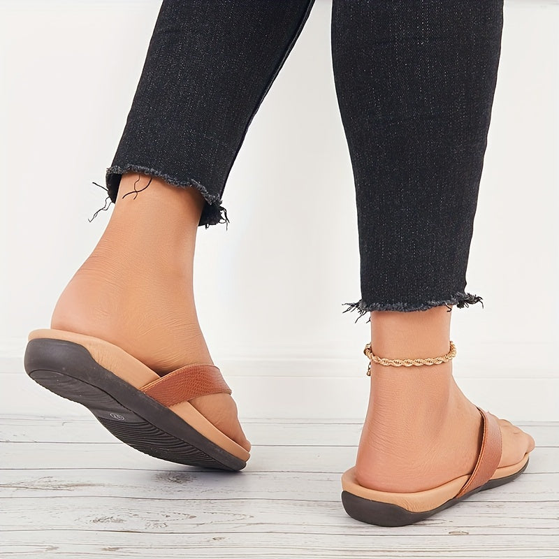 Flip-Flops aus braunem Leder - Lena