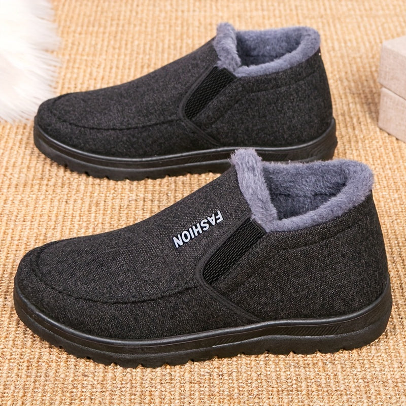 Schwarze Fleece Slip-On Schneestiefel - Mark