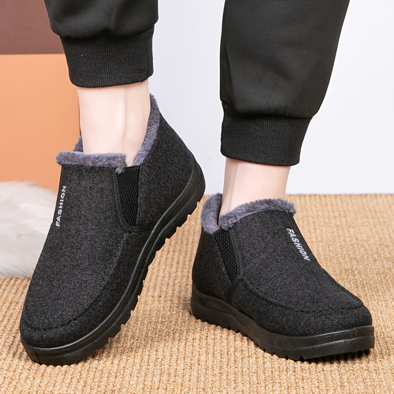 Schwarze Fleece Slip-On Schneestiefel - Mark