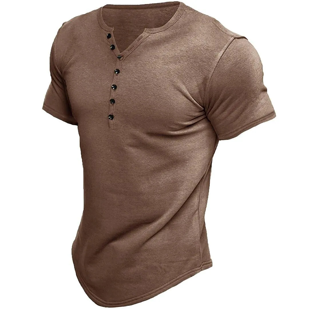 Max's Modernes Olivgrünes Henley-Shirt