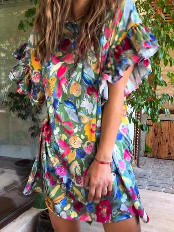 Zoe's Bezauberndes Türkis Blumen-Sommerkleid