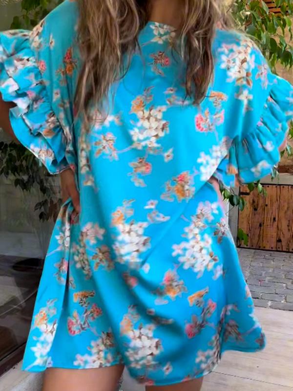 Zoe's Bezauberndes Türkis Blumen-Sommerkleid