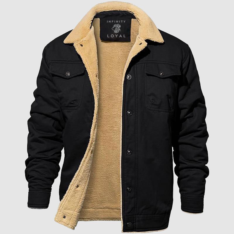 Schwarze Gefütterte Winterjacke Herren - Leon