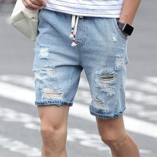 Zerrissene Hellblaue Jeans-Shorts - Nico