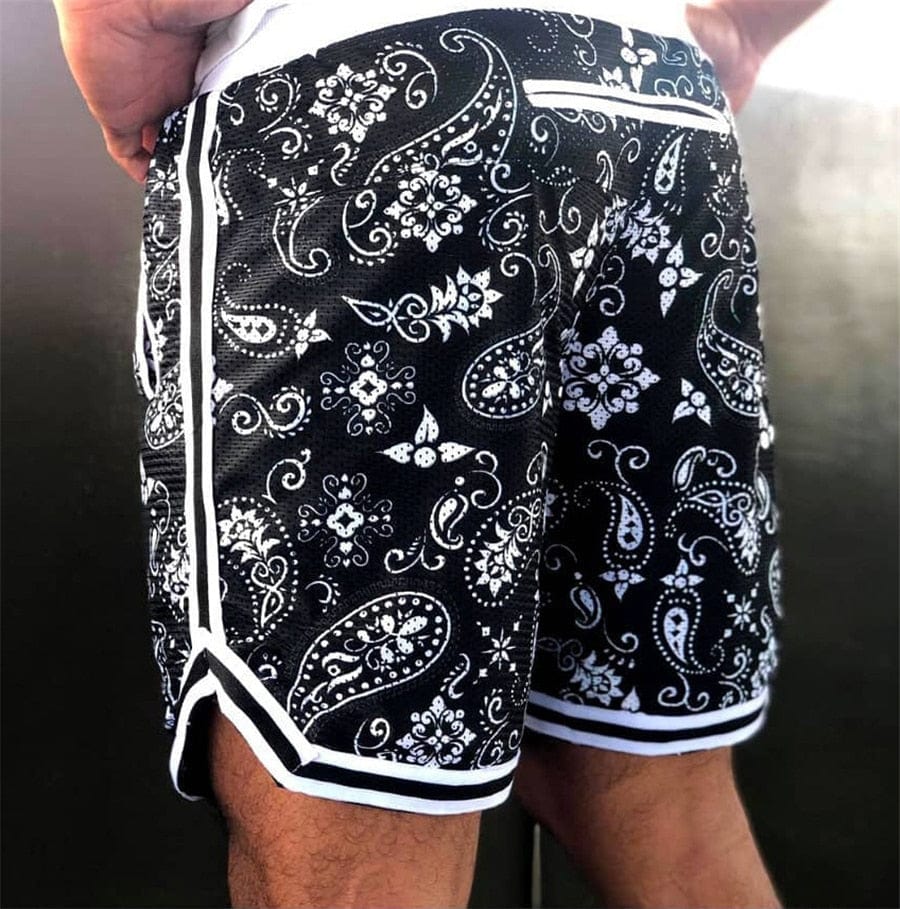 Schwarze Paisley Shorts - Leon