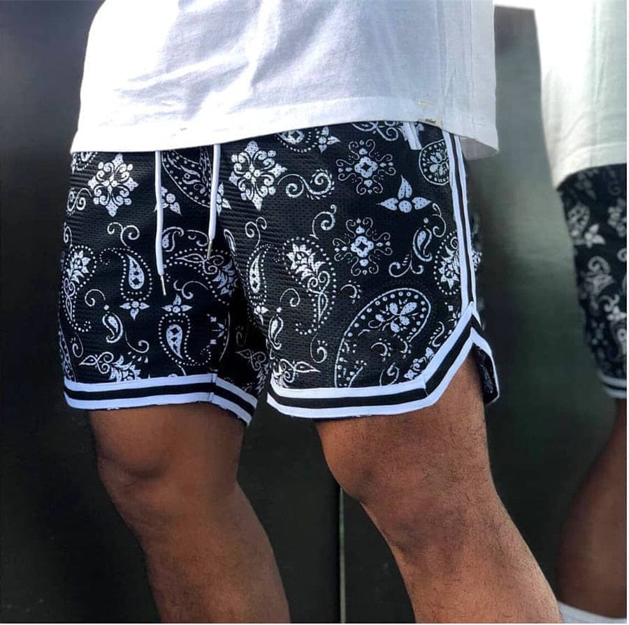 Schwarze Paisley Shorts - Leon