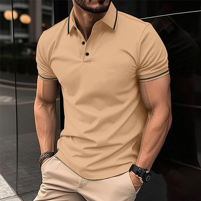 Weißes Poloshirt mit Kontraststreifen – Luca