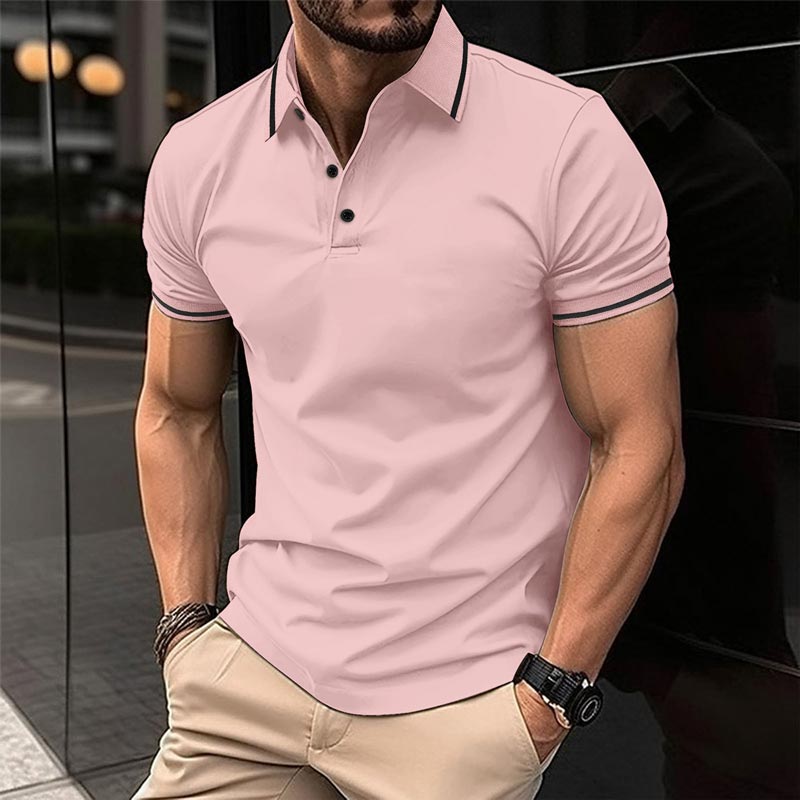 Weißes Poloshirt mit Kontraststreifen – Luca