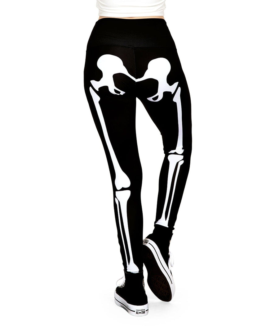 Schwarze Leggings mit weißem Skelett-Print – Halloween Leggings Laura